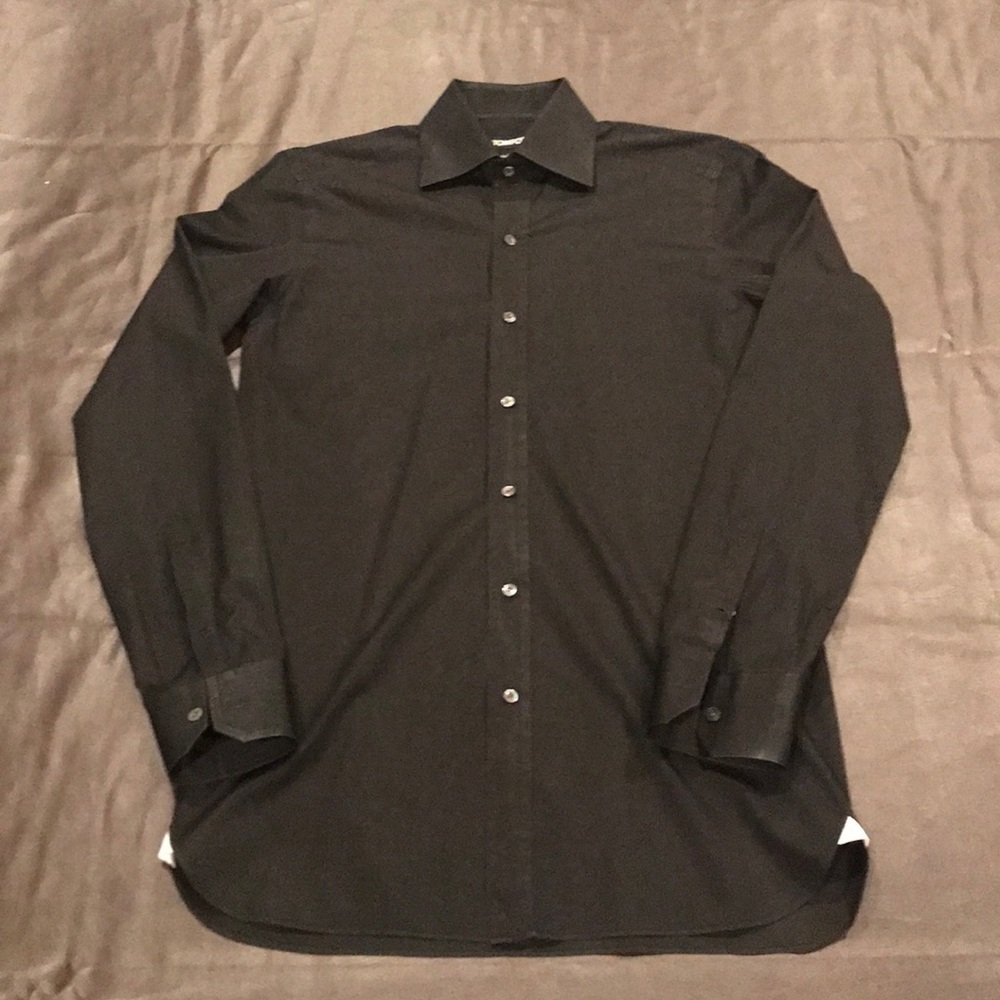 TOM FORD CUSTOM MADE BLACK Spread collar shirt 41
